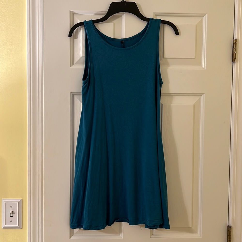 Women's Summer Casual Swing Dress or Beach Cover up with Pockets, turquoise